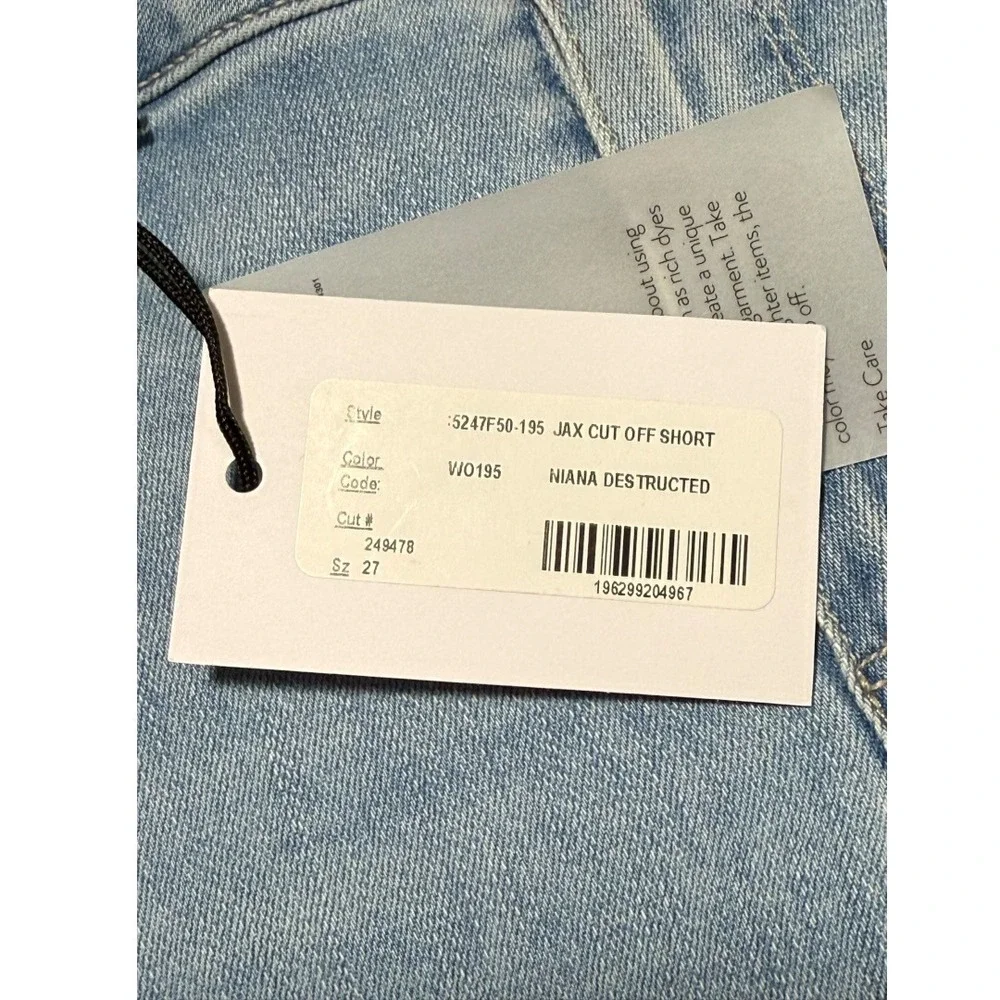 Paige Jax Knee Cut Off‎ Short Niana Destructed Light Wash Denim Size 4 (27)